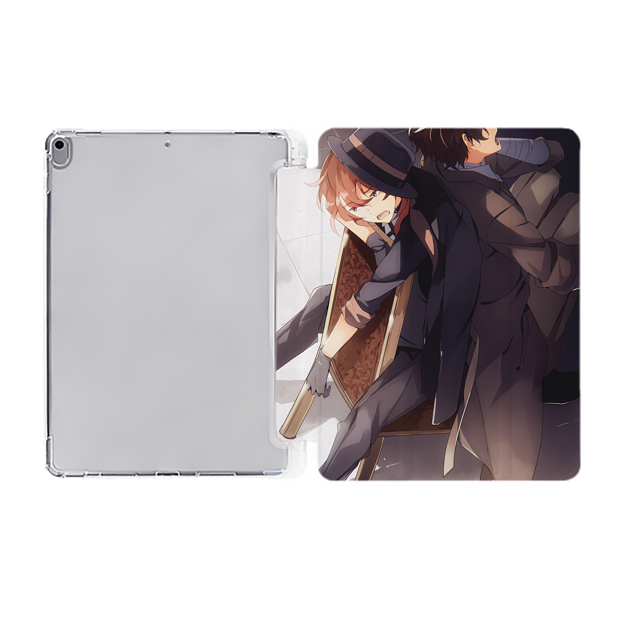 （画像用） 文豪ストレイドッグス Bungo Stray Dogs IPad ケース ペン収納付き 三つ折りスタンド PUレザー×シリコン 対応機種9.5/10.5/10.9インチ